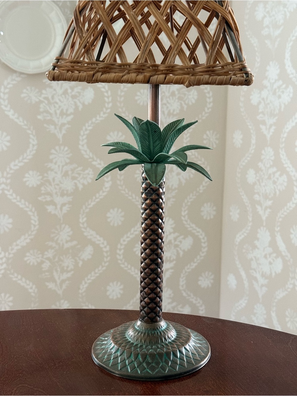 Vintage Hollywood Regency Style Palm Tree Candle Holder with Shade - Picture 3 of 5